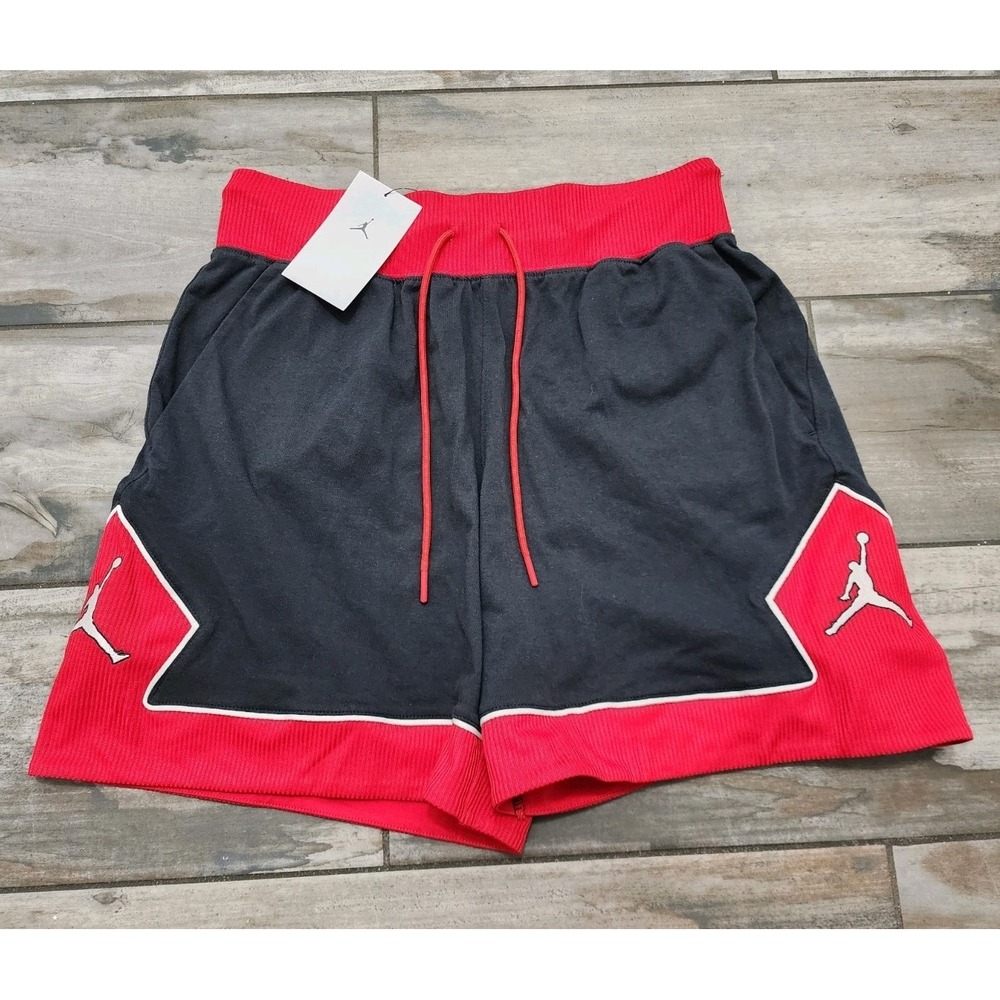 Air Jordan Diamond Shorts Bred Bulls Women's M Black Red DZ3352-010 Loose Fit